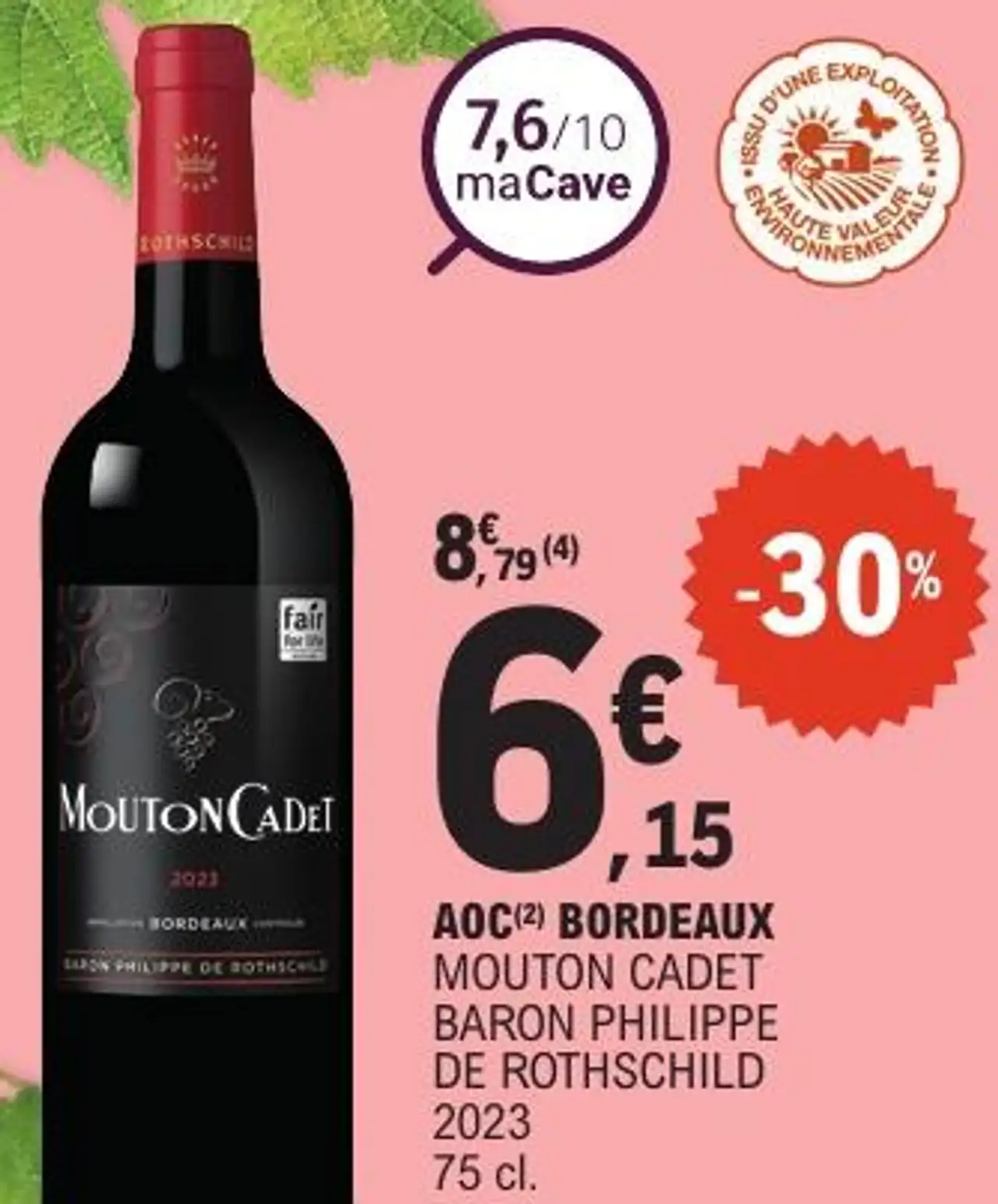 AOC(2) BORDEAUX MOUTON CADET BARON PHILIPPE DE ROTHSCHILD 2023