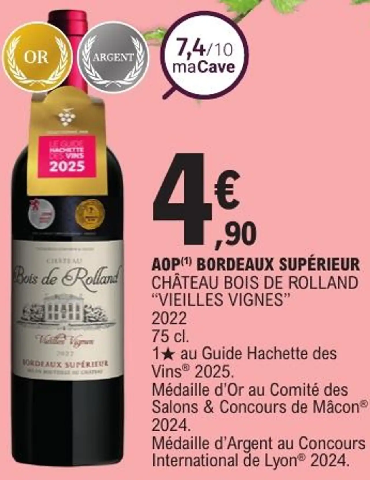 AOP(1) BORDEAUX SUPÉRIEUR CHÂTEAU BOIS DE ROLLAND "VIEILLES VIGNES" 2022
