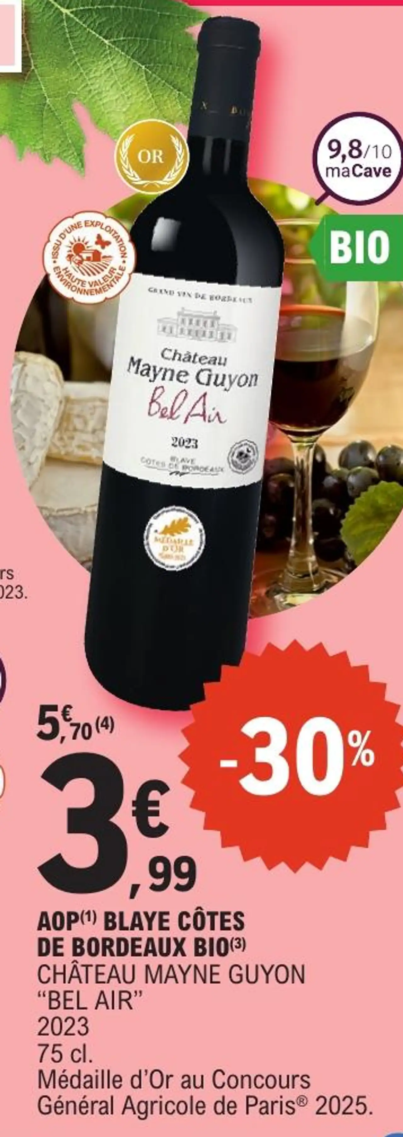 AOP BLAYE CÔTES DE BORDEAUX BIO CHÂTEAU MAYNE GUYON "BEL AIR" 2023