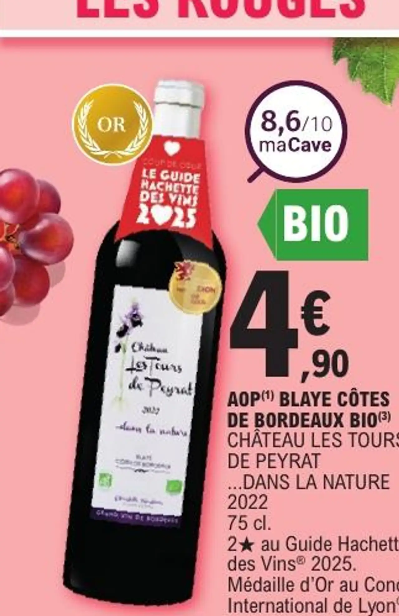 AOP BLAYE CÔTES DE BORDEAUX BIO CHÂTEAU LES TOURS DE PEYRAT ...DANS LA NATURE 2022