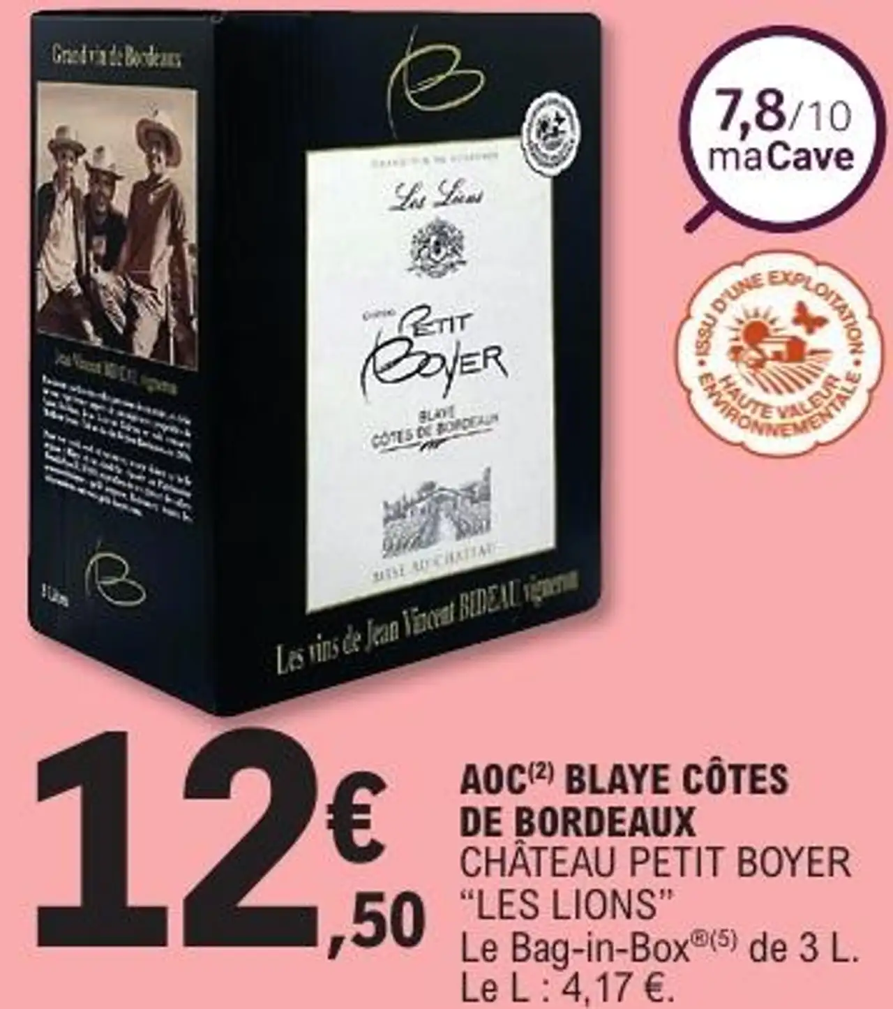 AOC BLAYE CÔTES DE BORDEAUX CHÂTEAU PETIT BOYER "LES LIONS" Le Bag-in-Box®(5) de 3 L.