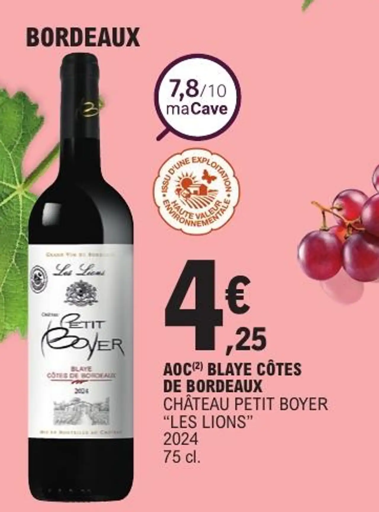 AOC BLAYE CÔTES DE BORDEAUX CHÂTEAU PETIT BOYER "LES LIONS" 2024