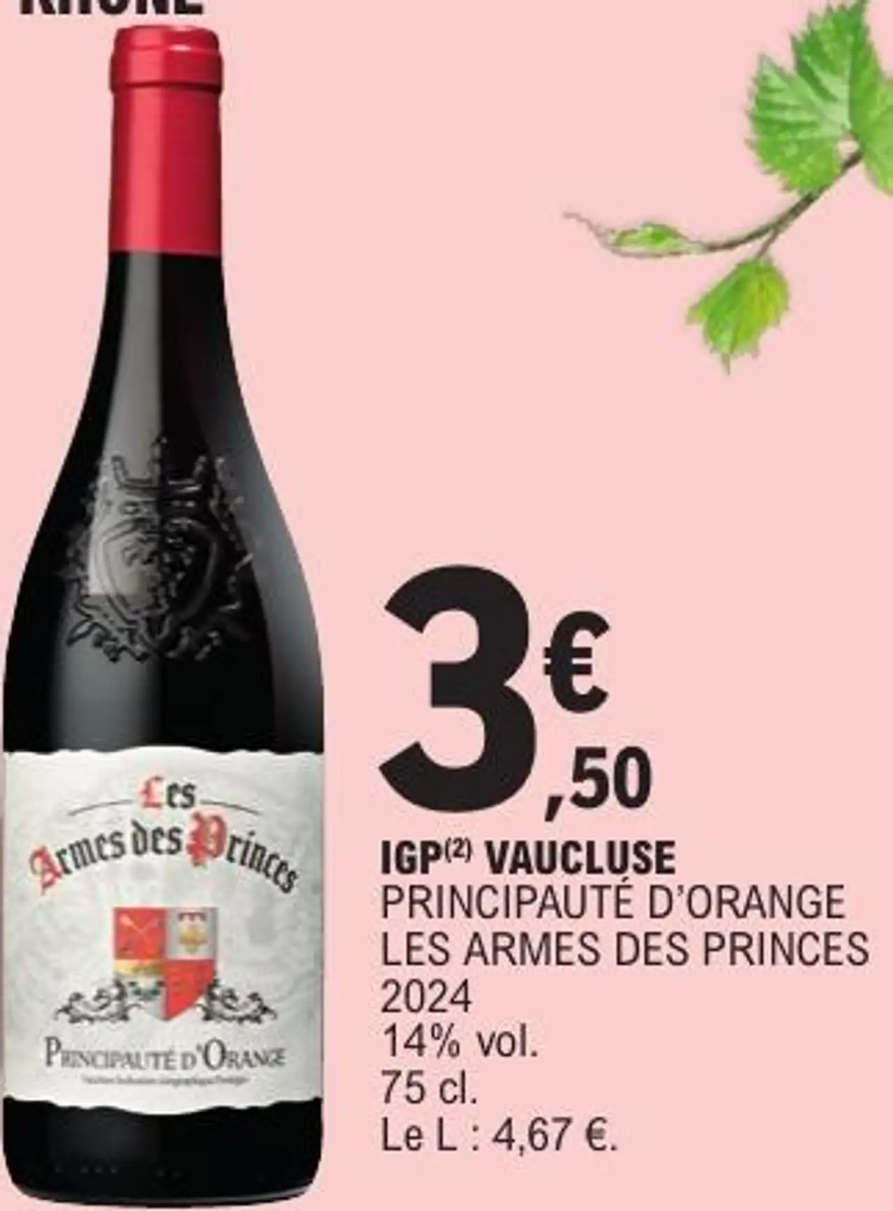 IGP(2) VAUCLUSE PRINCIPAUTÉ D'ORANGE LES ARMES DES PRINCES 2024