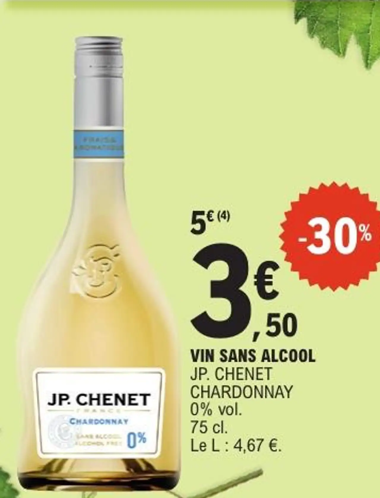 VIN SANS ALCOOL JP. CHENET CHARDONNAY 0% vol. 75 cl.