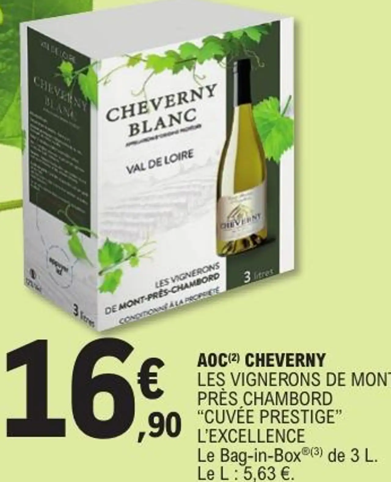AOC(2) CHEVERNY LES VIGNERONS DE MONT PRÈS CHAMBORD “CUVÉE PRESTIGE” L’EXCELLENCE