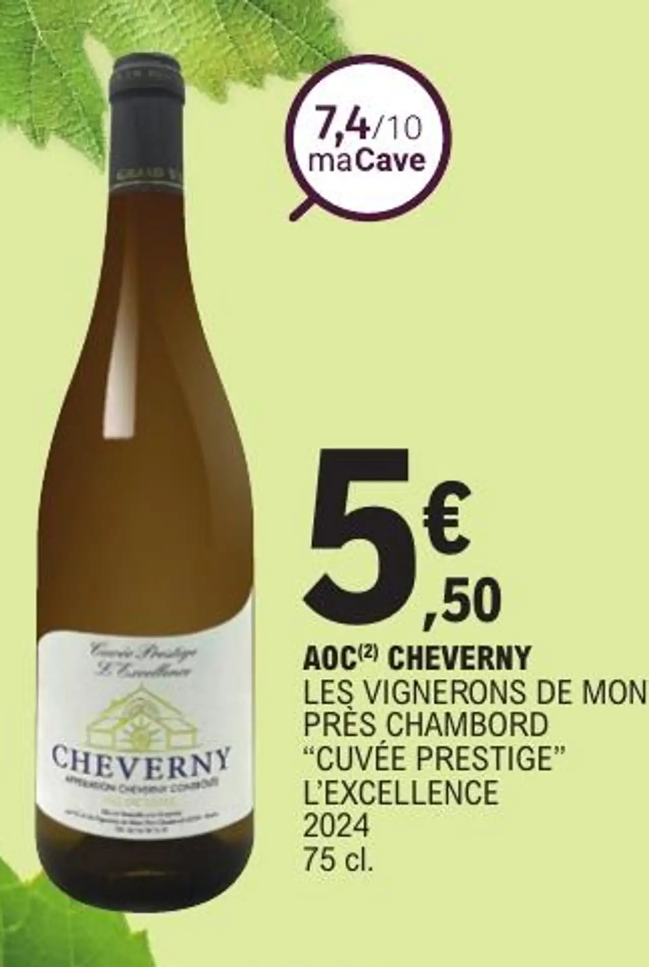 AOC(2) CHEVERNY LES VIGNERONS DE MONT PRÈS CHAMBORD “CUVÉE PRESTIGE” L’EXCELLENCE