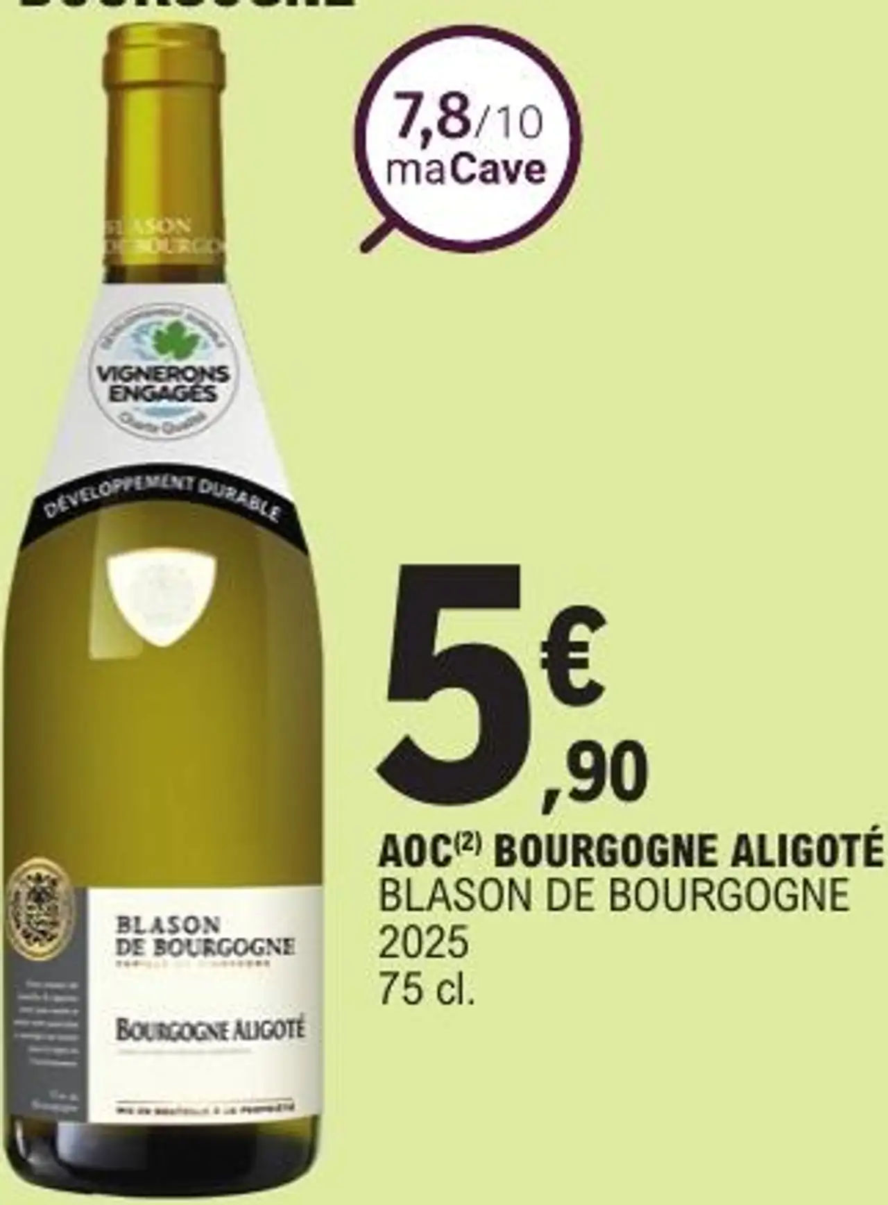 BLASON DE BOURGOGNE AOC BOURGOGNE ALIGOTÉ 2025 75 cl.