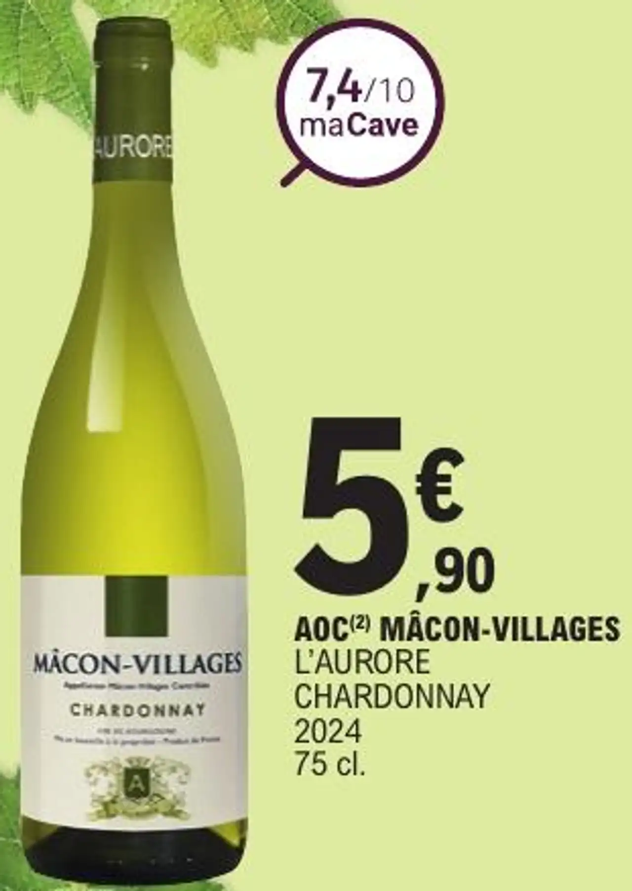 L'AURORE AOC MÂCON-VILLAGES CHARDONNAY 2024 75 cl.