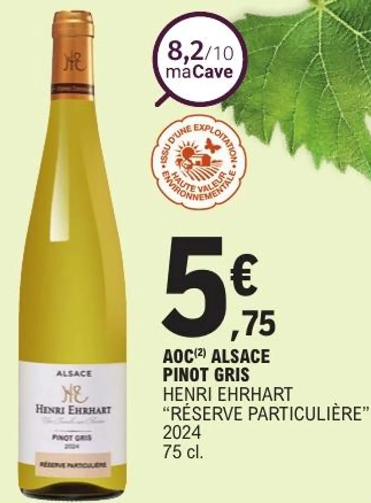 AOC(2) ALSACE PINOT GRIS HENRI EHRHART “RÉSERVE PARTICULIÈRE”