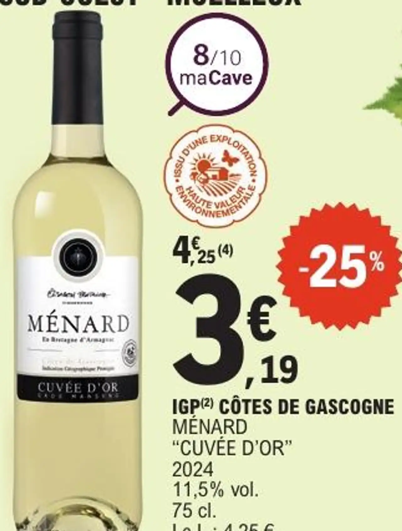 IGP(2) CÔTES DE GASCOGNE MÉNARD "CUVÉE D'OR" 2024 11,5% vol. 75 cl.