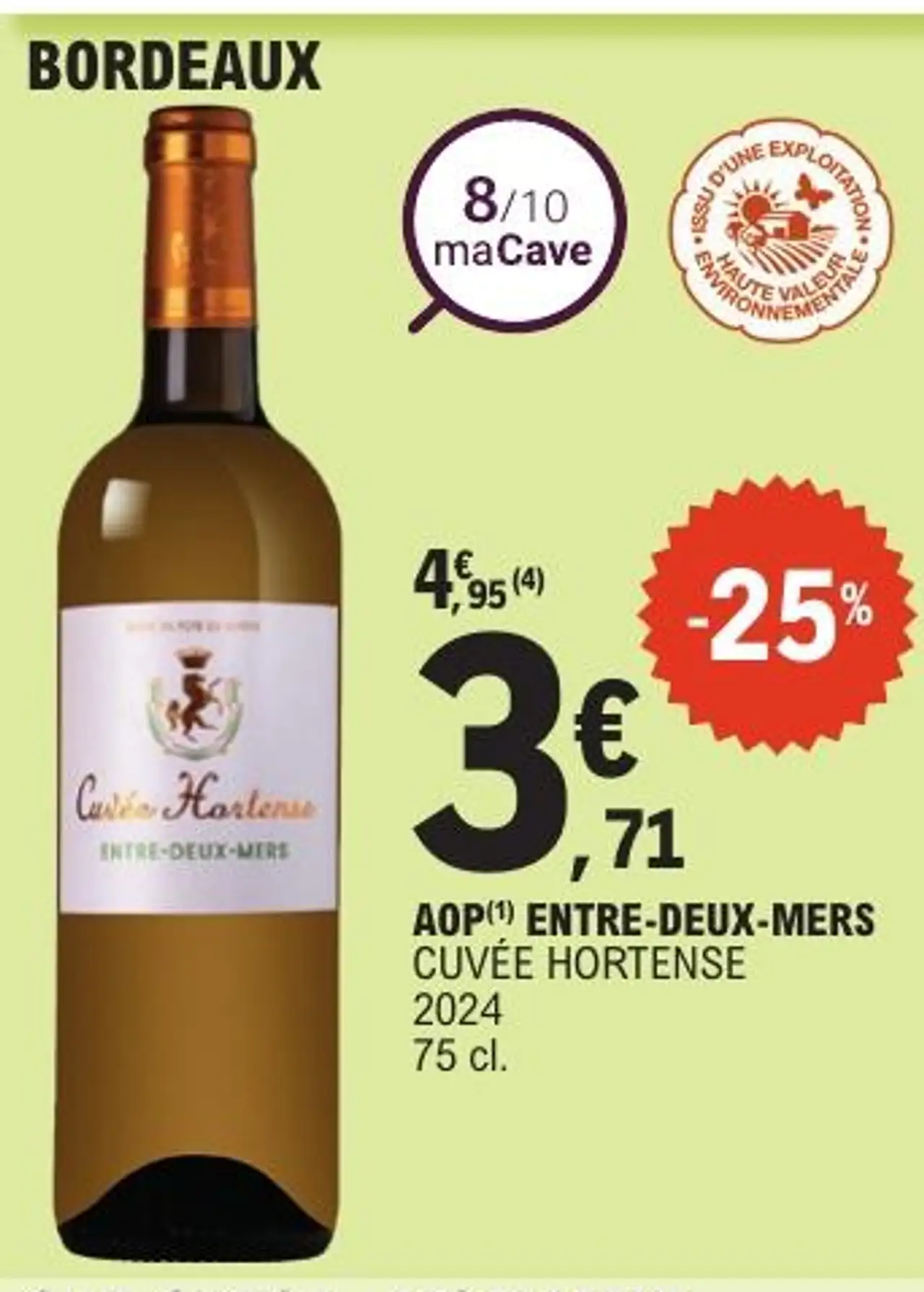 AOP(1) ENTRE-DEUX-MERS CUVÉE HORTENSE 2024 75 cl.