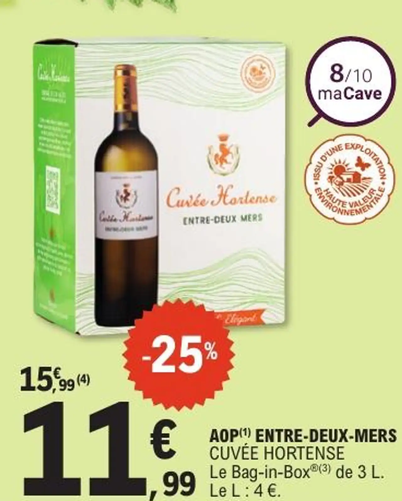 AOP(1) ENTRE-DEUX-MERS CUVÉE HORTENSE Le Bag-in-Box®(3) de 3 L.
