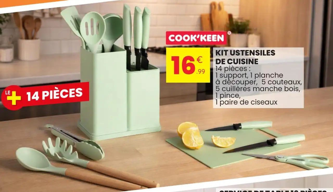 KIT USTENSILES DE CUISINE 14 pièces COOK'KEEN