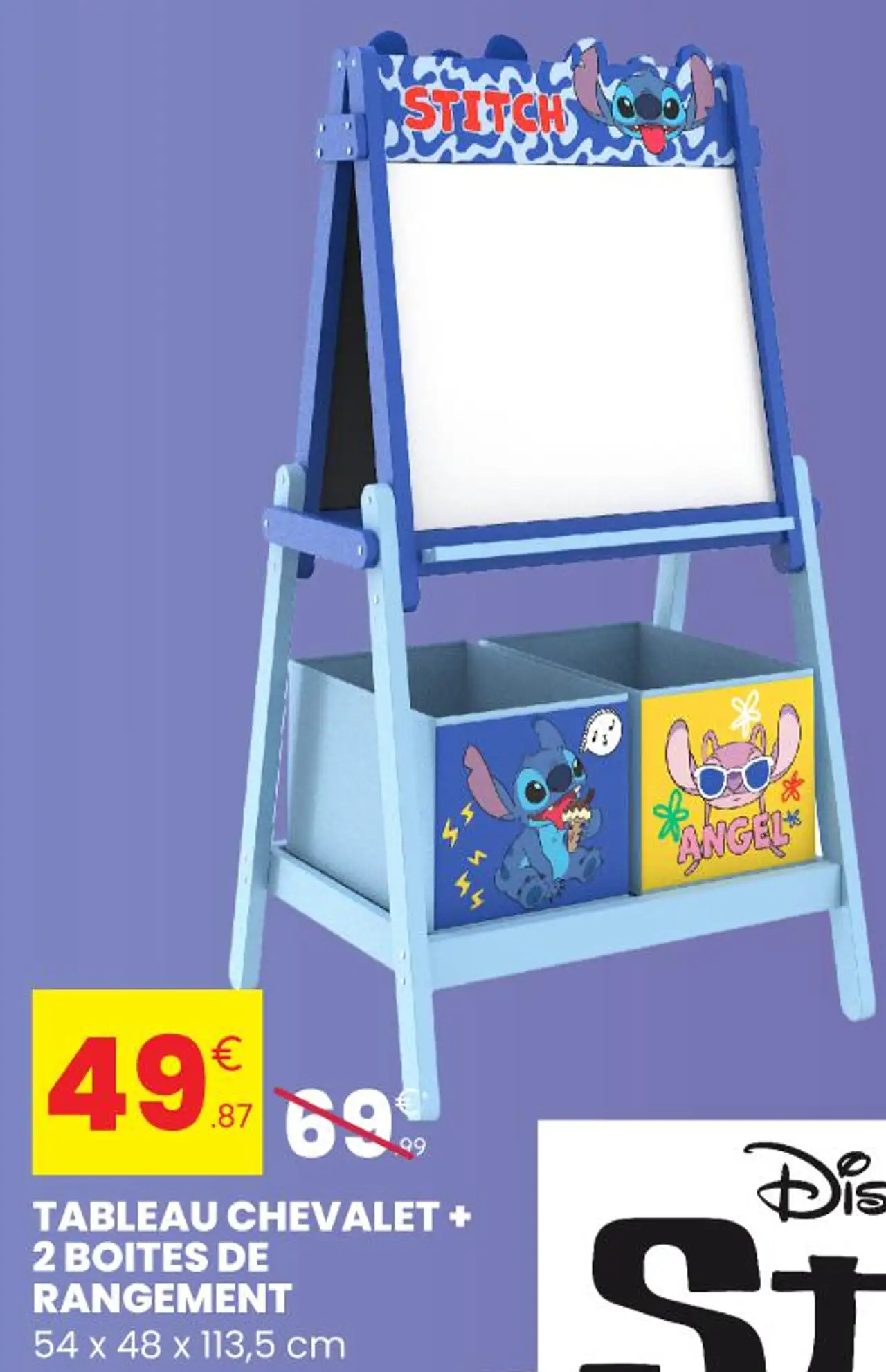 Disney Stitch TABLEAU CHEVALET + 2 BOITES DE RANGEMENT 54 x 48 x 113,5 cm