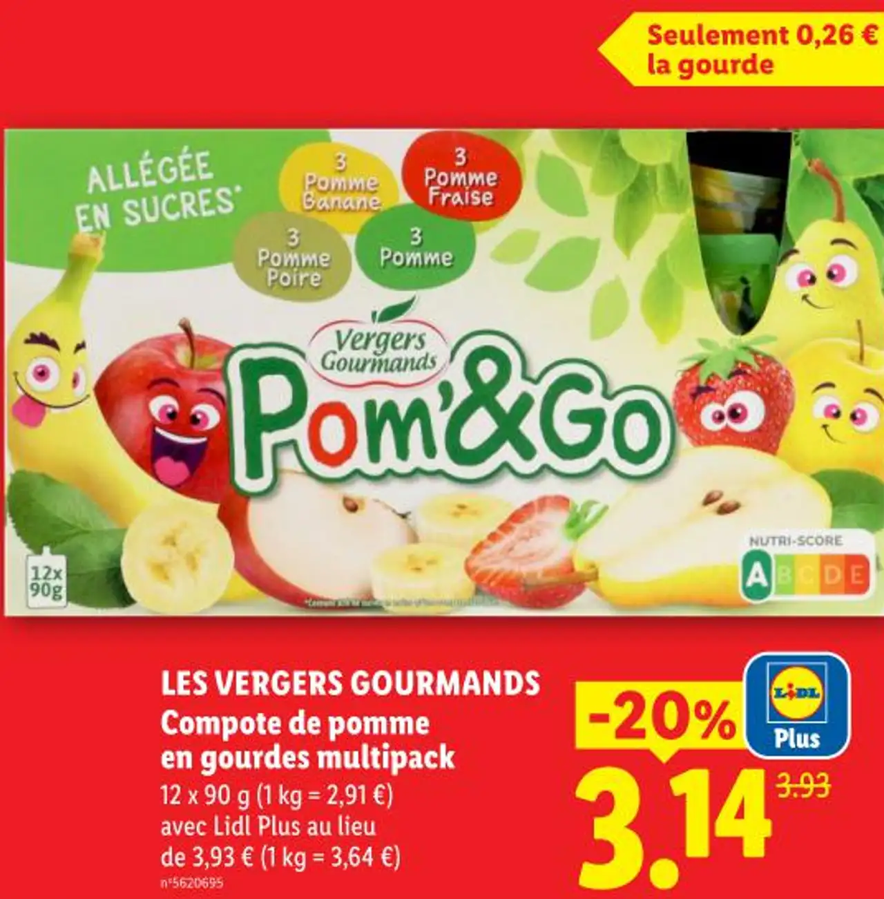 Les Vergers Gourmands Compote de pomme en gourdes multipack