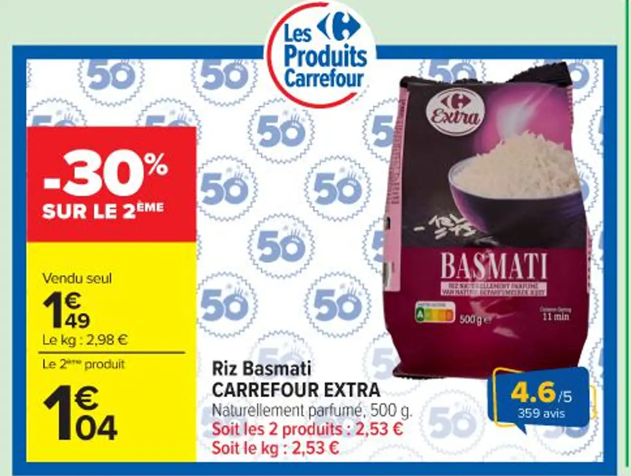 Riz basmati CARREFOUR EXTRA