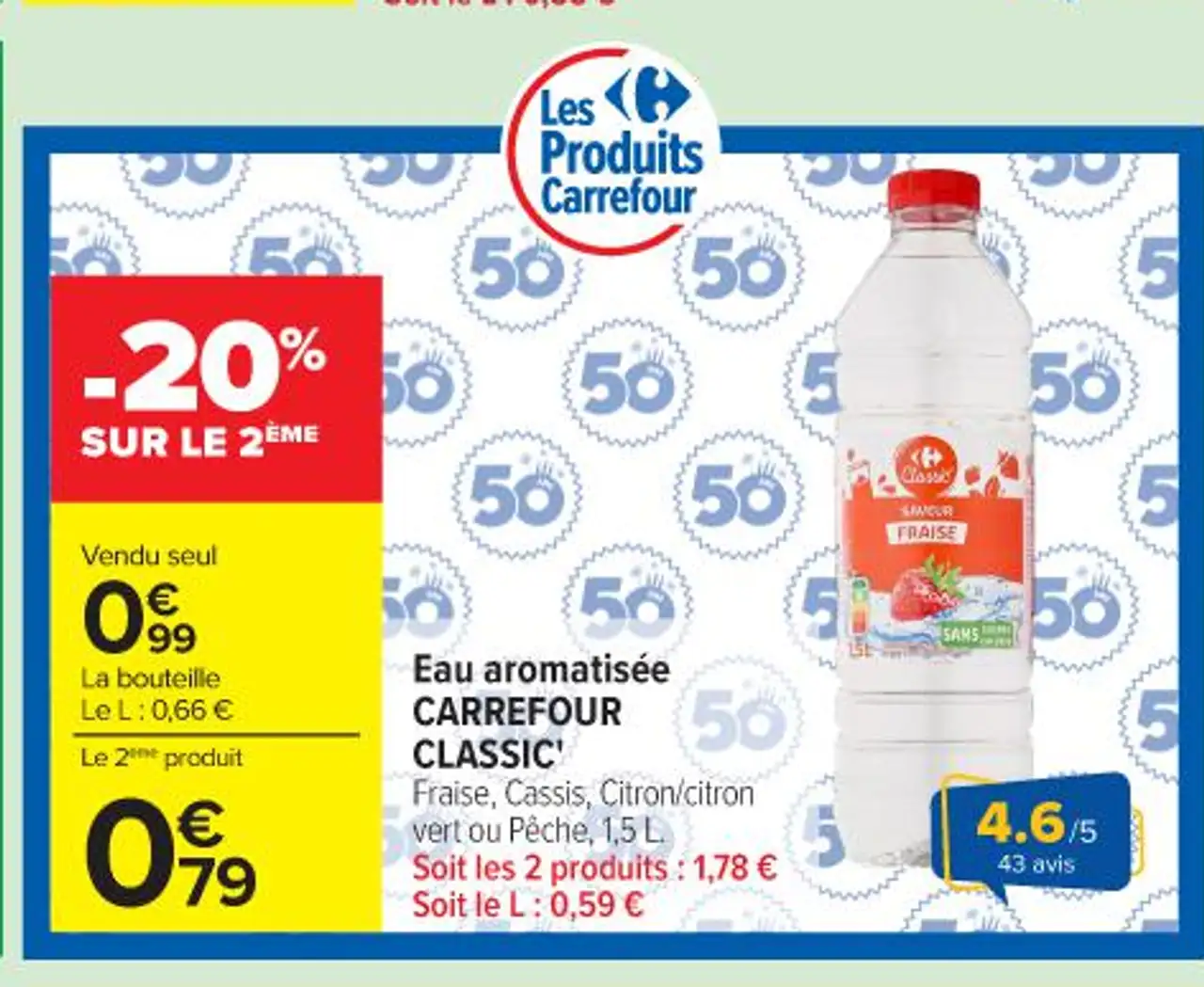 Eau aromatisée CARREFOUR CLASSIC'
