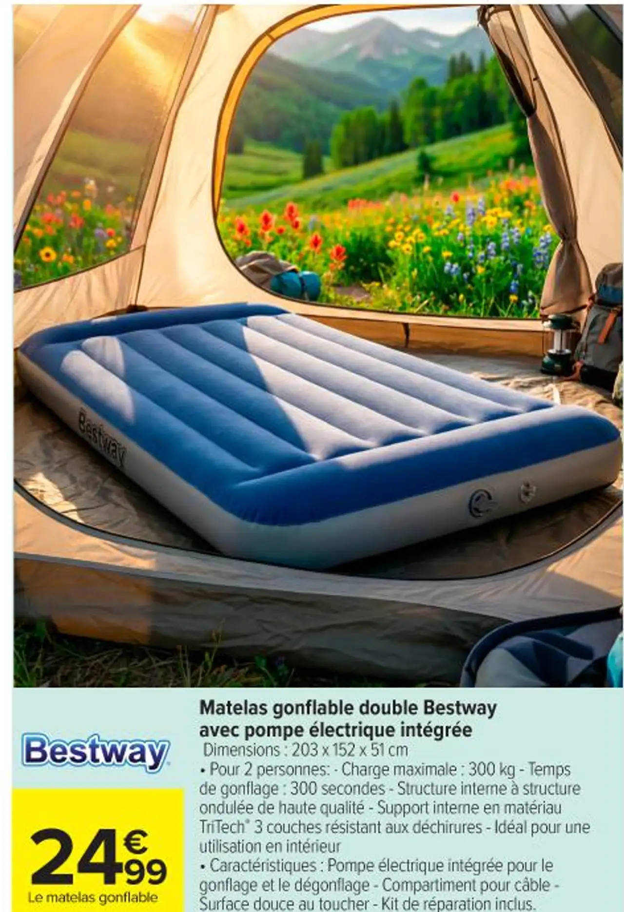 Matelas gonflable double Bestway avec pompe électrique intégrée