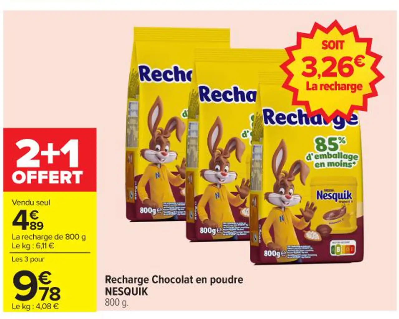 Recharge Chocolat en poudre NESQUIK 800 g.