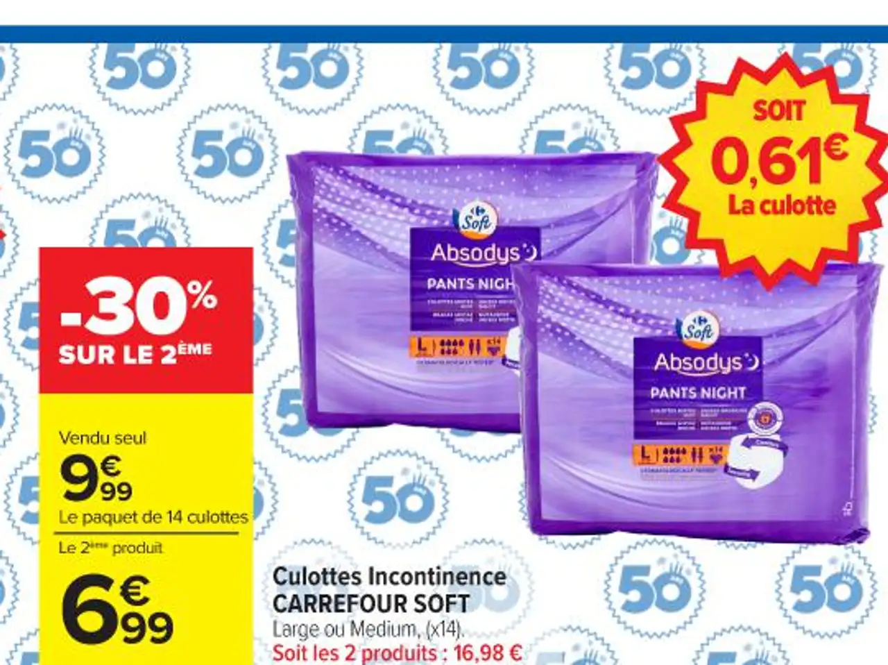 Culottes Incontinence CARREFOUR SOFT