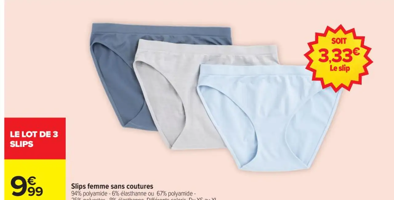 Slips femme sans coutures