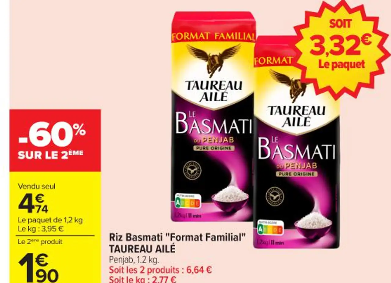 Riz Basmati "Format Familial" TAUREAU AILÉ