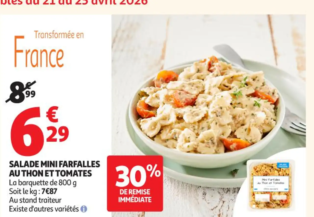 SALADE MINI FARFALLES AU THON ET TOMATES