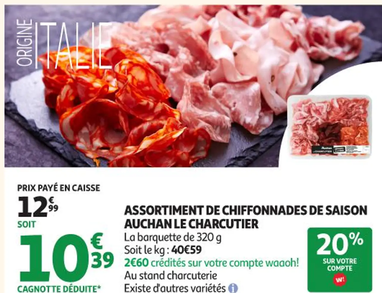 ASSORTIMENT DE CHIFFONNADES DE SAISON AUCHAN LE CHARCUTIER