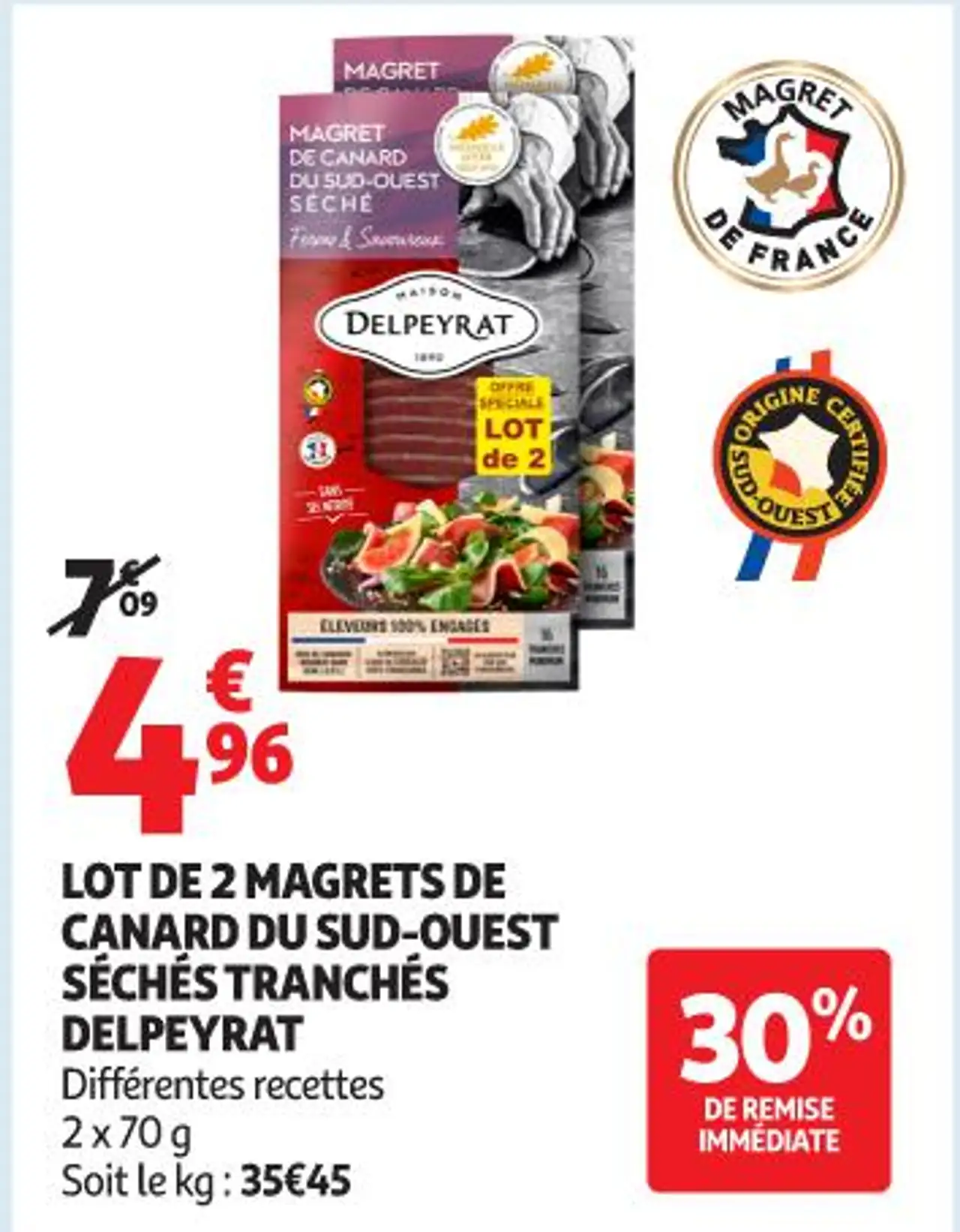 LOT DE 2 MAGRETS DE CANARD DU SUD-OUEST SÉCHÉS TRANCHÉS DELPEYRAT