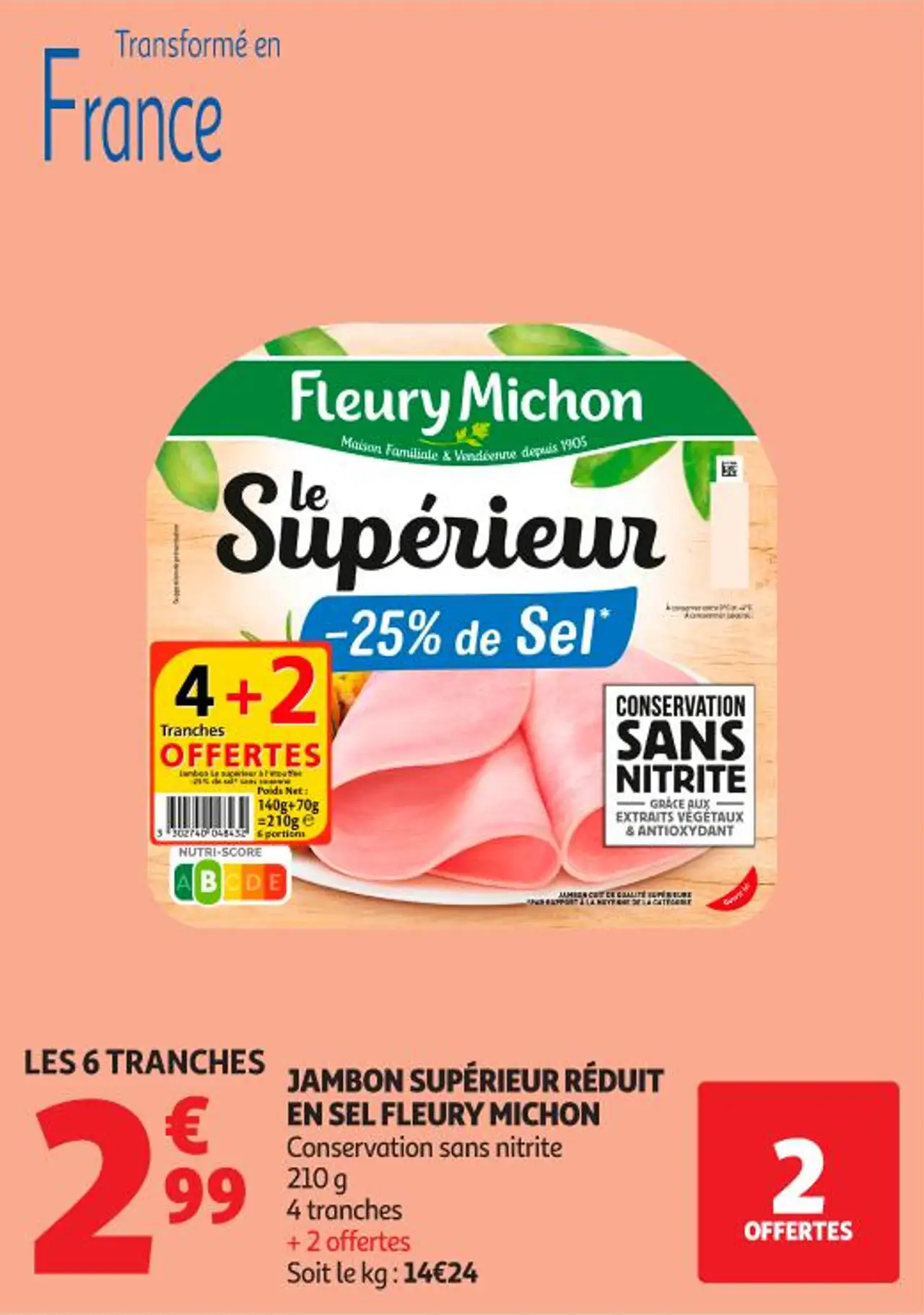 JAMBON SUPÉRIEUR RÉDUIT EN SEL FLEURY MICHON