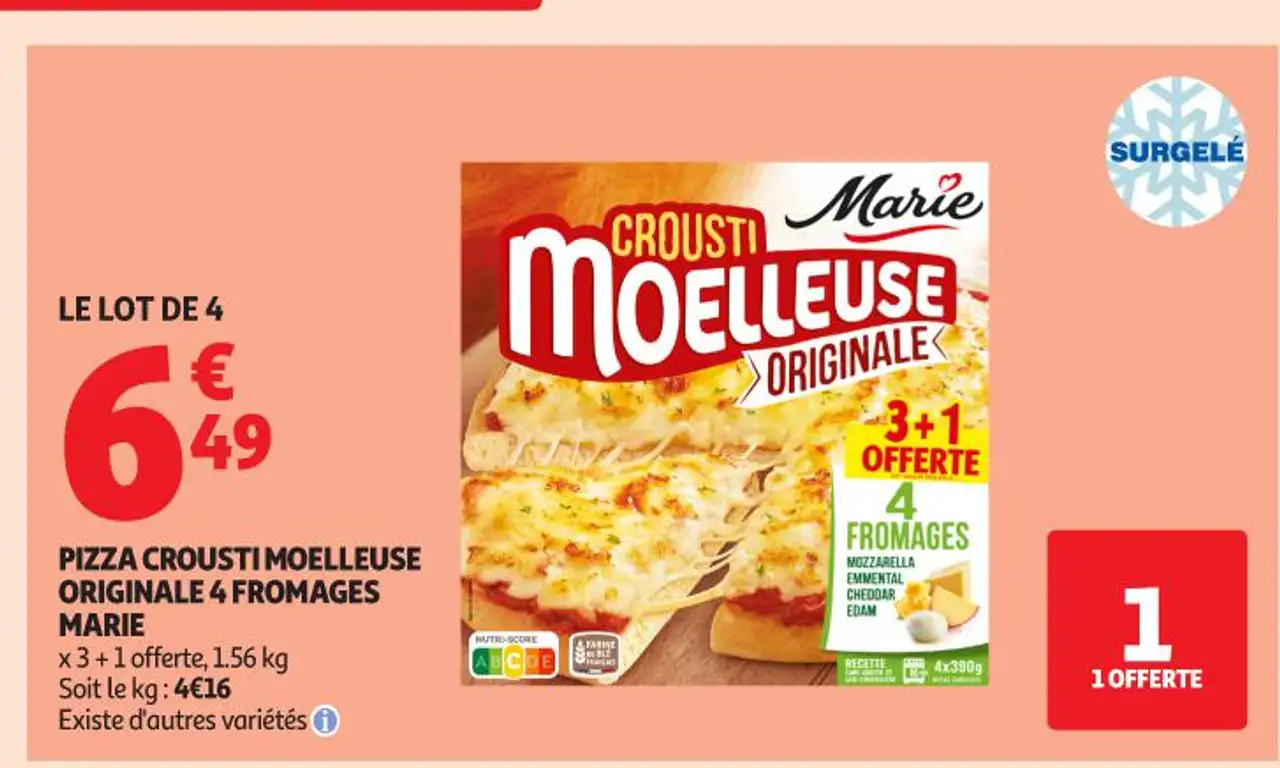 PIZZA CROUSTI MOELLEUSE ORIGINALE 4 FROMAGES MARIE