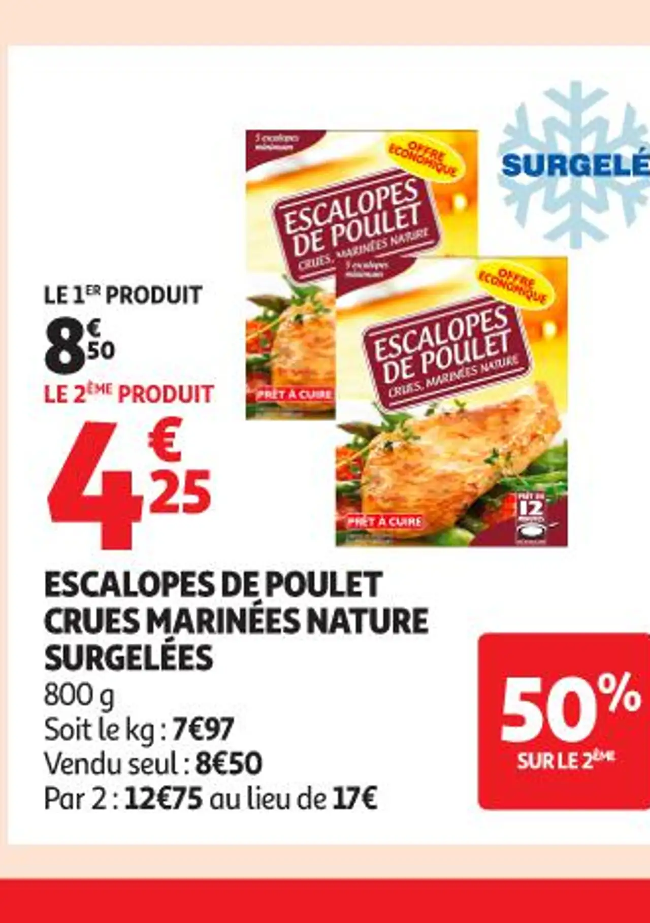 ESCALOPES DE POULET CRUES MARINÉES NATURE SURGELÉES