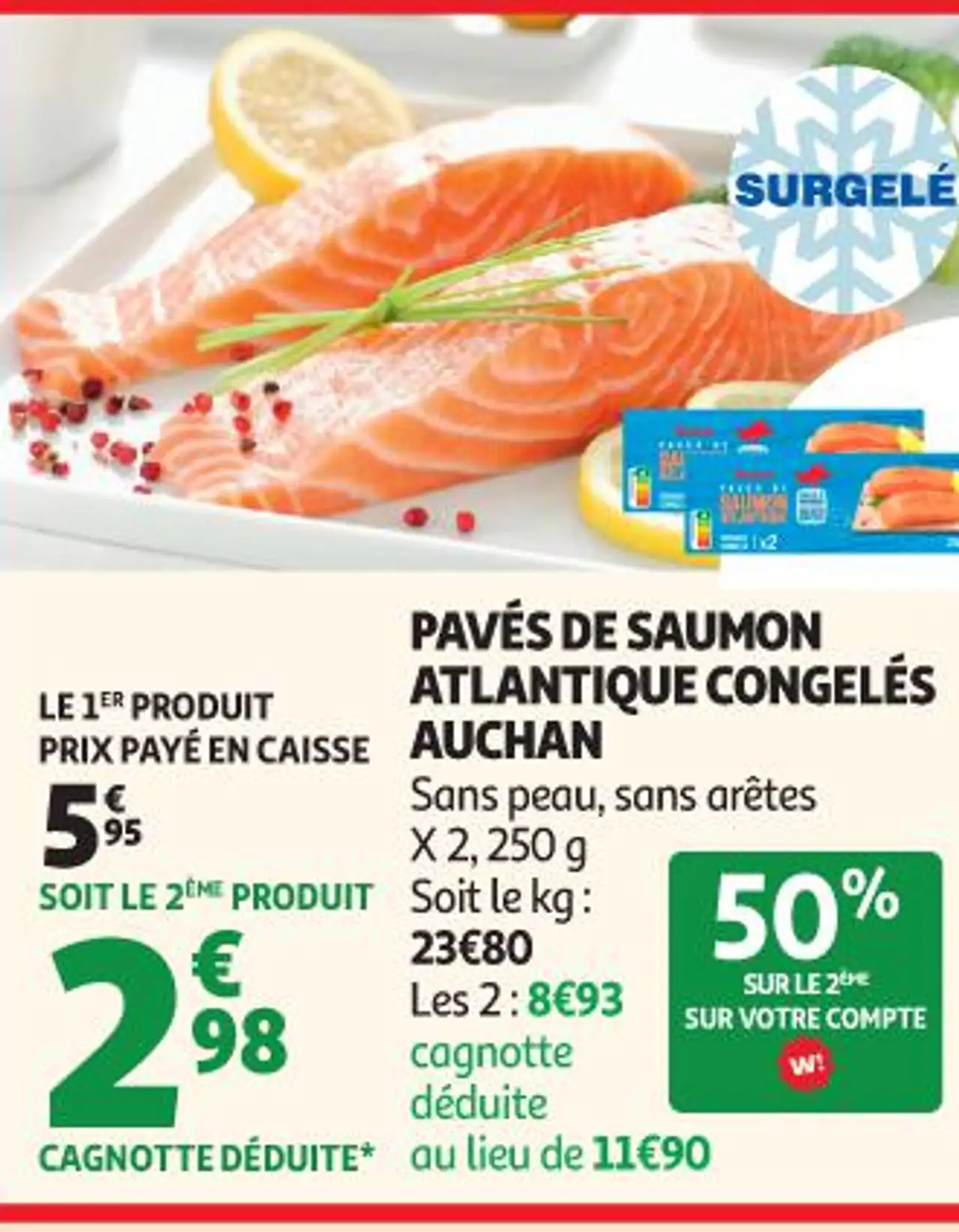 PAVÉS DE SAUMON ATLANTIQUE CONGELÉS AUCHAN