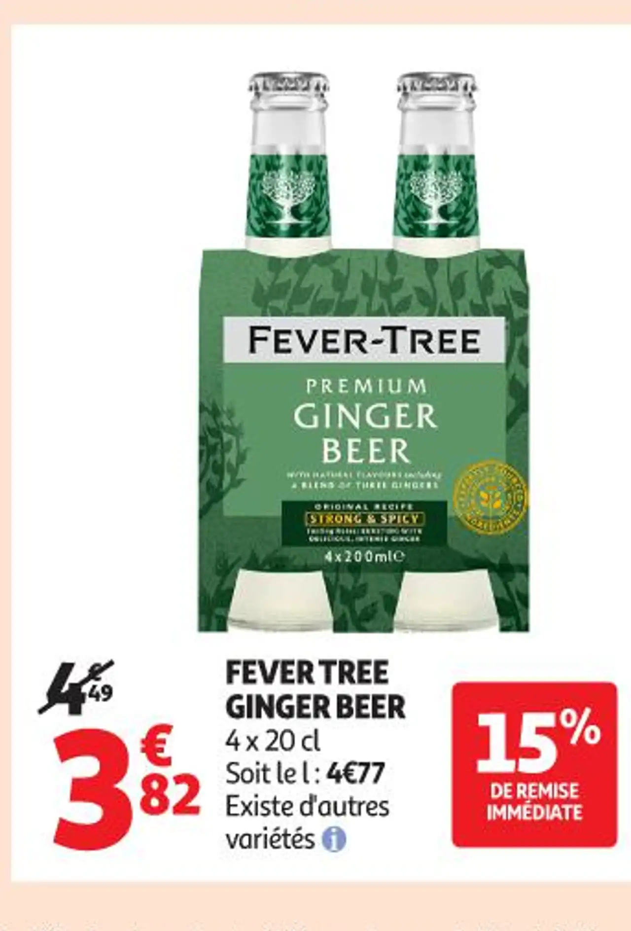 FEVER TREE GINGER BEER 4 x 20 cl Soit le l : 4 € 77 Existe d'autres variétés 1