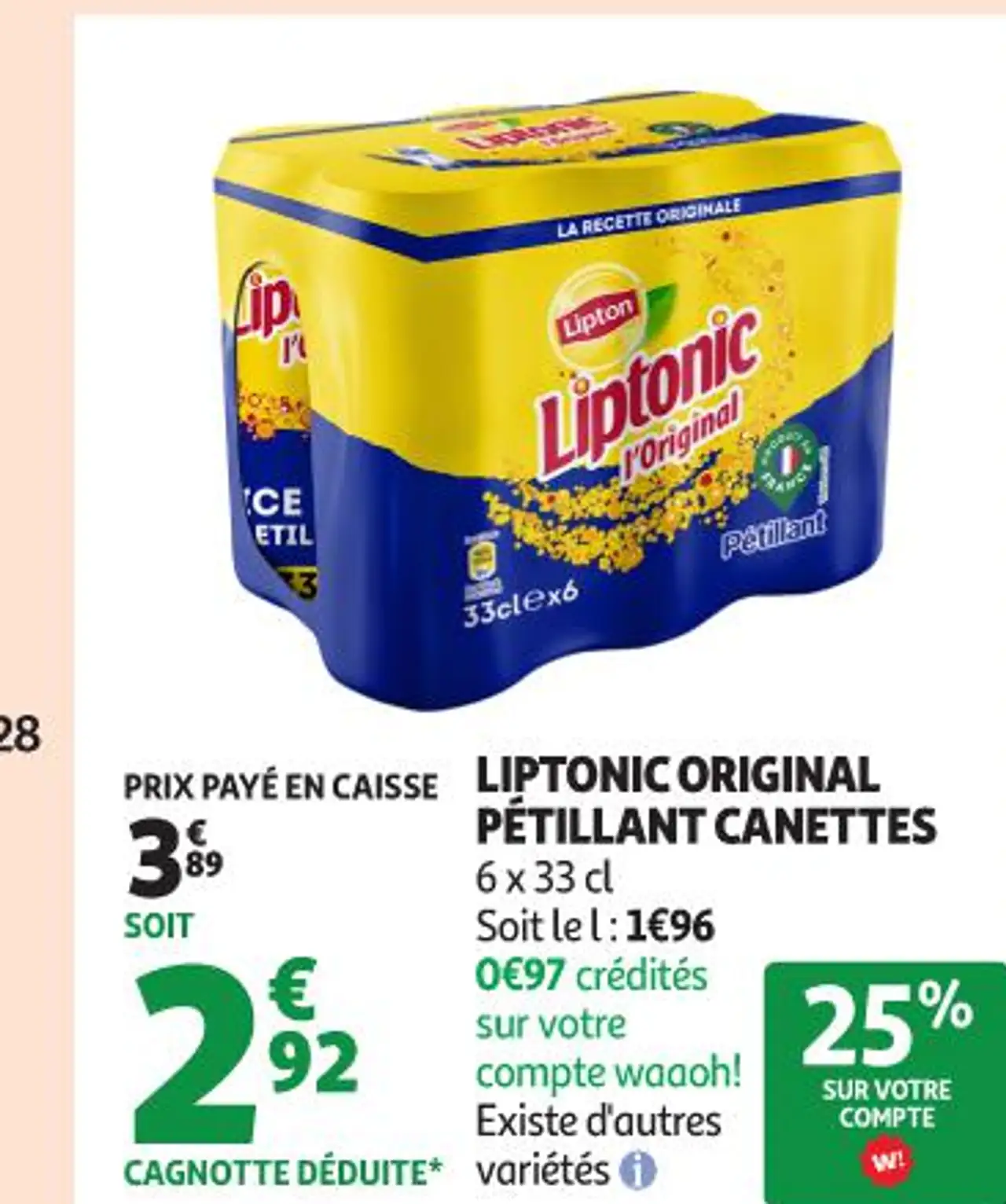 LIPTONIC ORIGINAL PÉTILLANT CANETTES