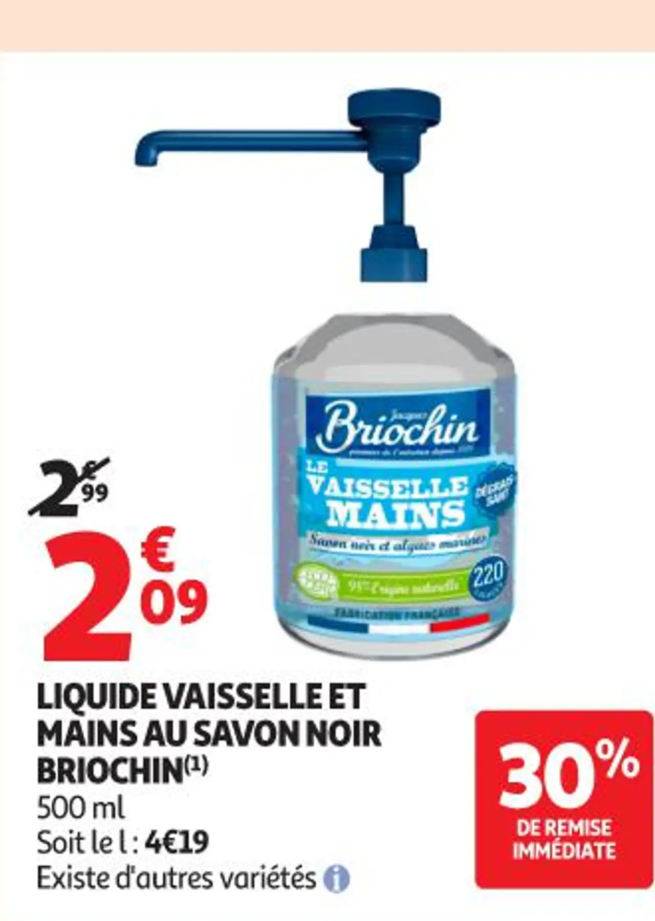 LIQUIDE VAISSELLE ET MAINS AU SAVON NOIR BRIOCHIN