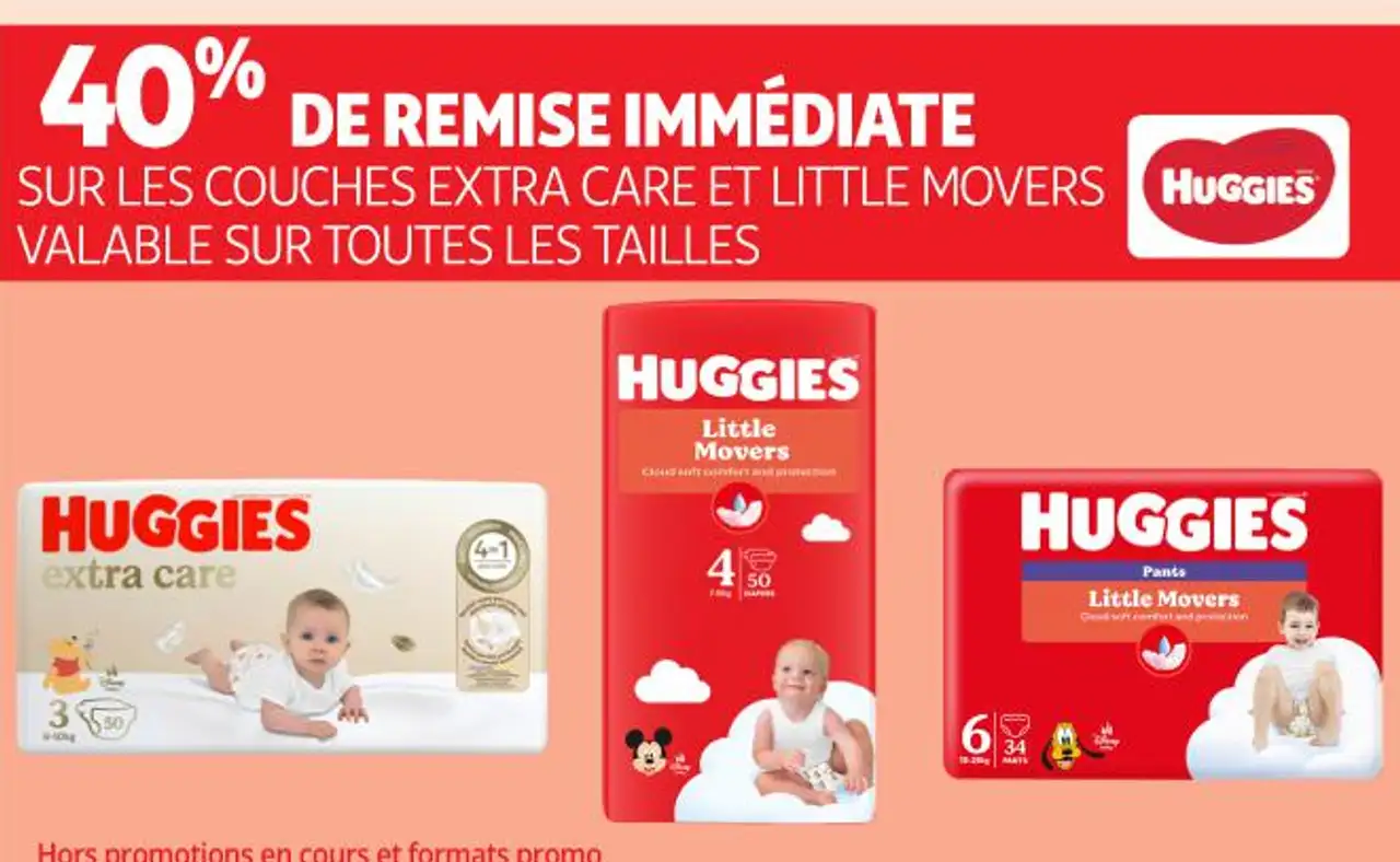 COUCHES EXTRA CARE ET LITTLE MOVERS HUGGIES
