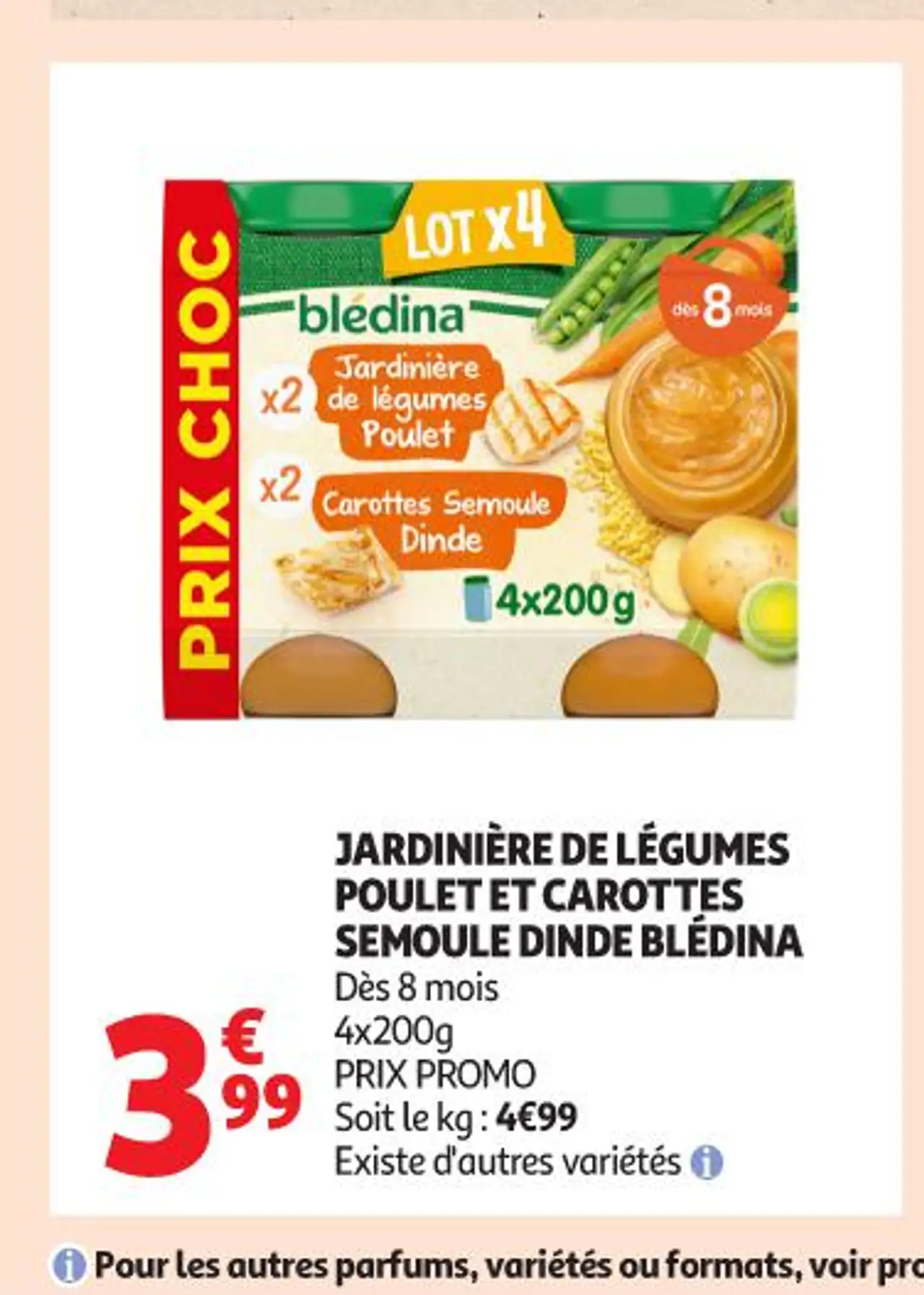 JARDINIÈRE DE LÉGUMES POULET ET CAROTTES SEMOULE DINDE BLÉDINA