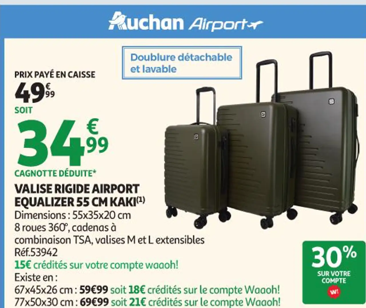 Valise rigide Airport Equalizer 55 cm Kaki