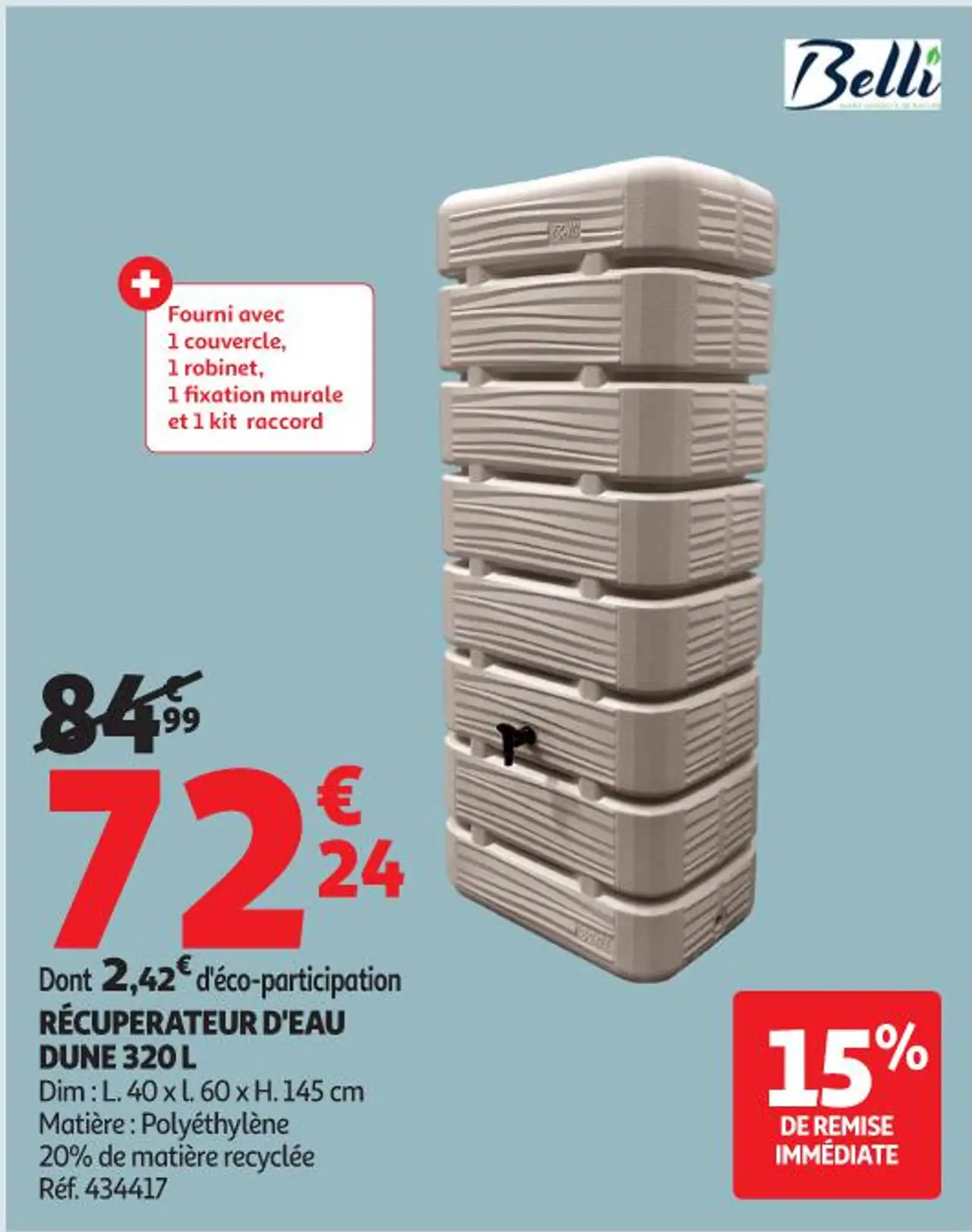 RÉCUPERATEUR D'EAU DUNE 320 l Belli