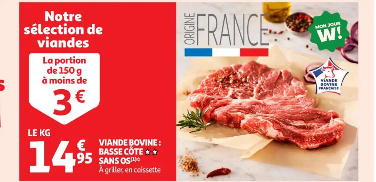 VIANDE BOVINE : BASSE CÔTE SANS OS
