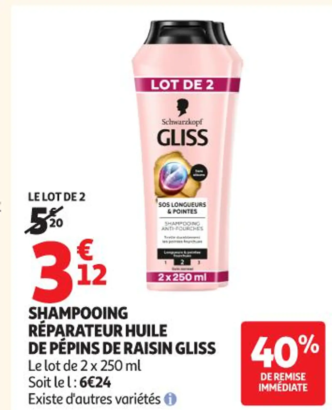 SHAMPOOING RÉPARATEUR HUILE DE PÉPINS DE RAISIN GLISS