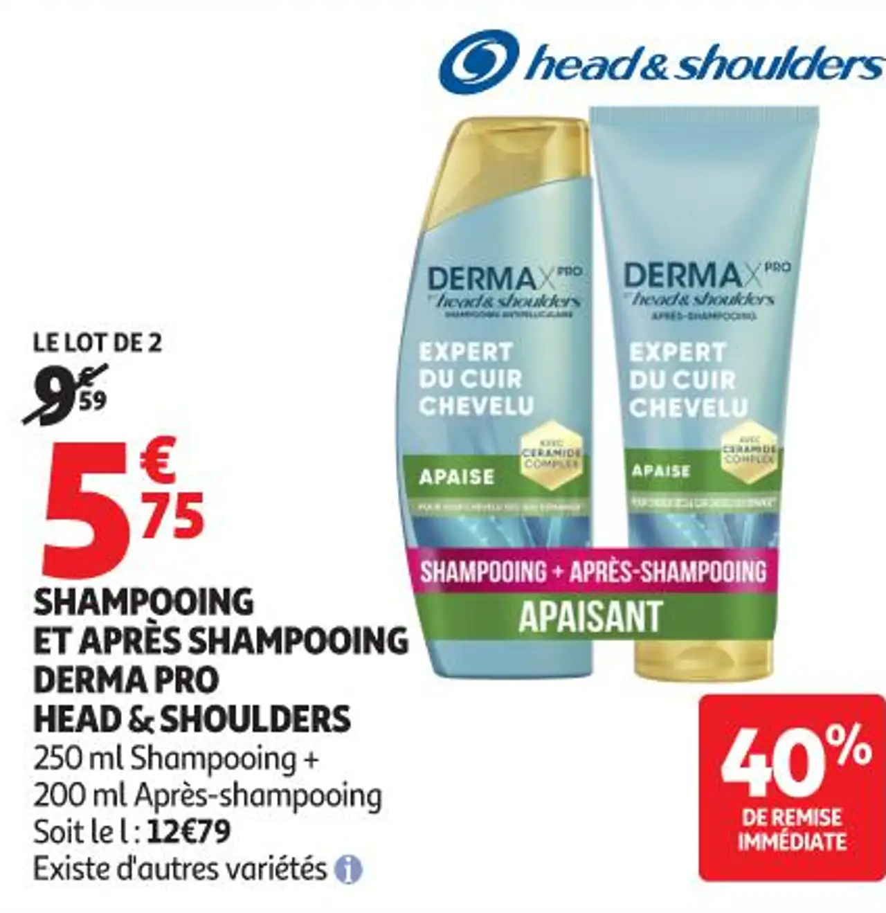 SHAMPOOING ET APRÈS SHAMPOOING DERMA PRO HEAD & SHOULDERS