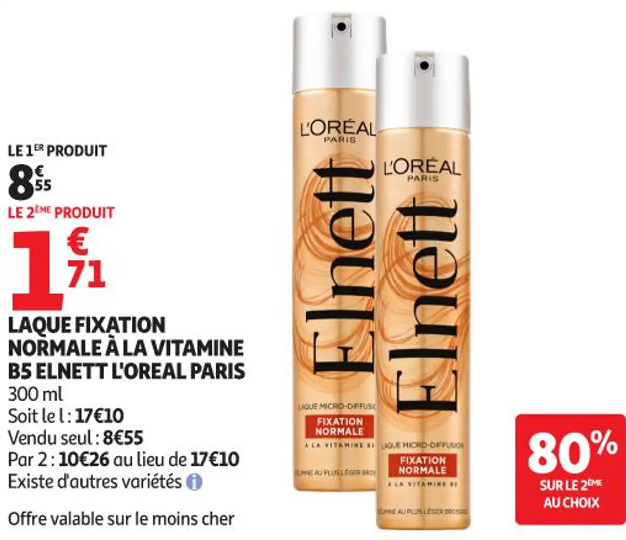 LAQUE FIXATION NORMALE À LA VITAMINE B5 ELNETT L'OREAL PARIS