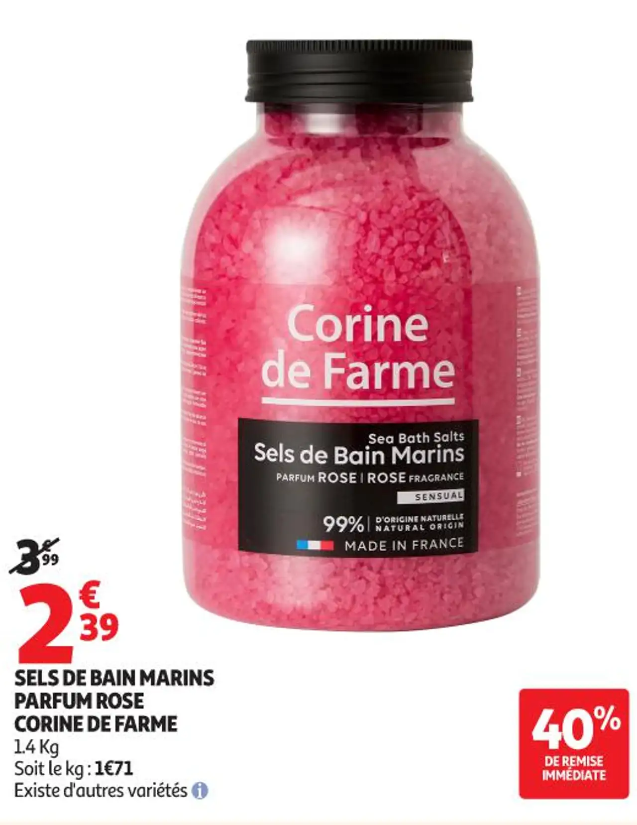 sels de bain marins parfum rose corine de farme