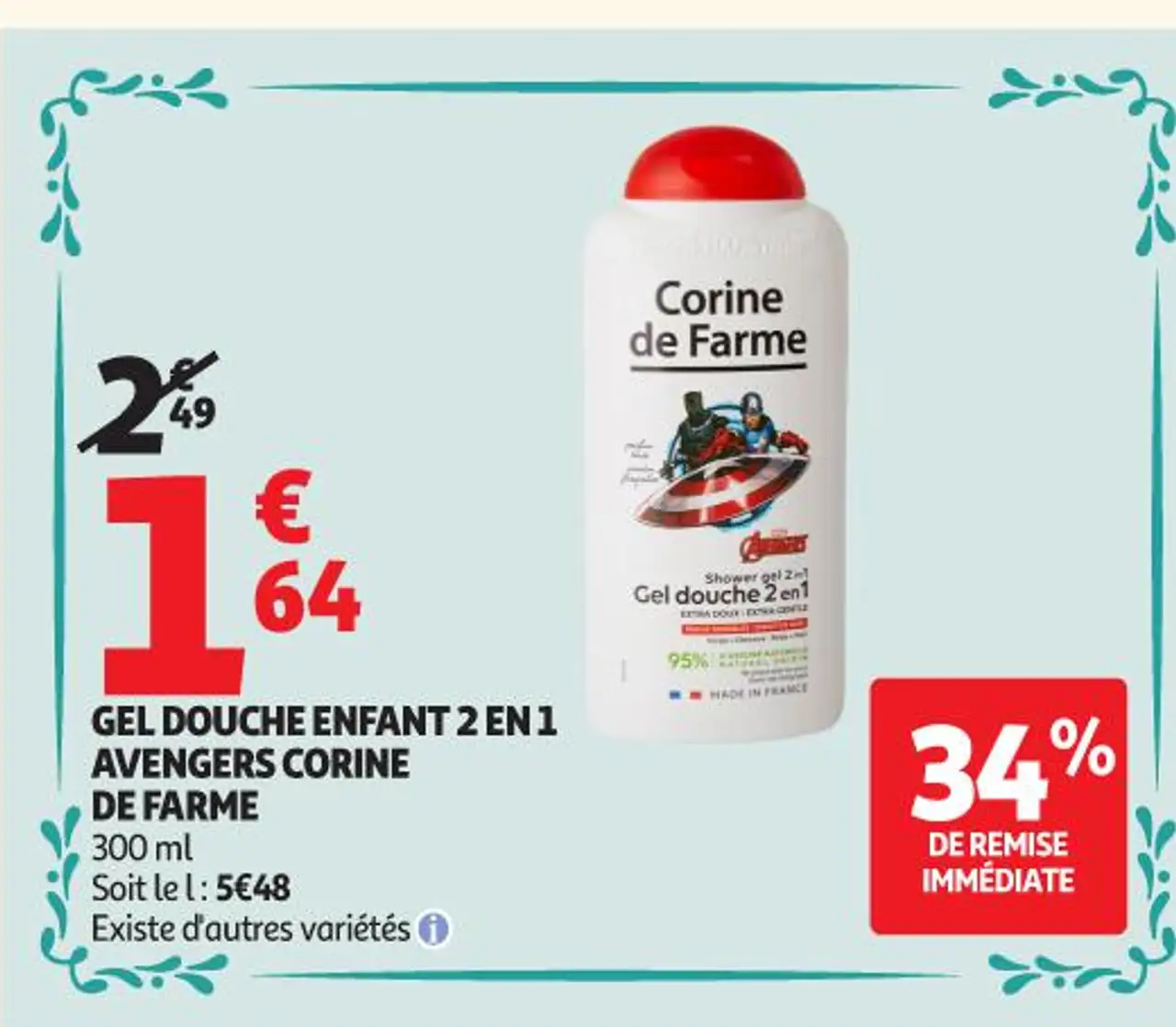 GEL DOUCHE ENFANT 2 EN 1 AVENGERS CORINE DE FARME