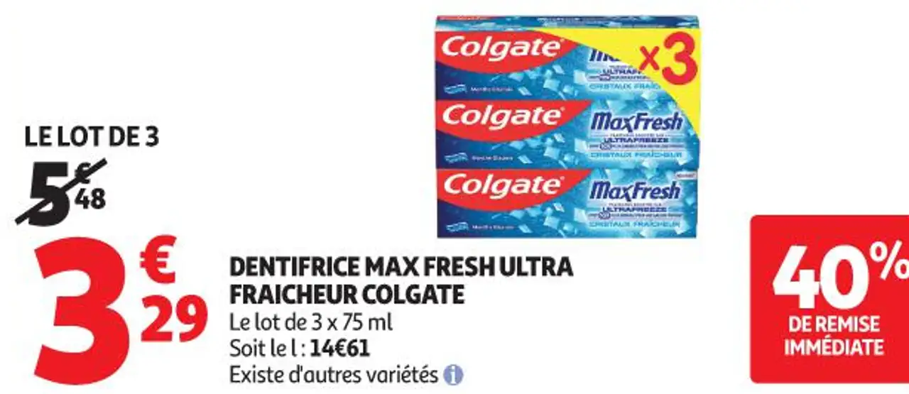 DENTIFRICE MAX FRESH ULTRA FRAICHEUR COLGATE