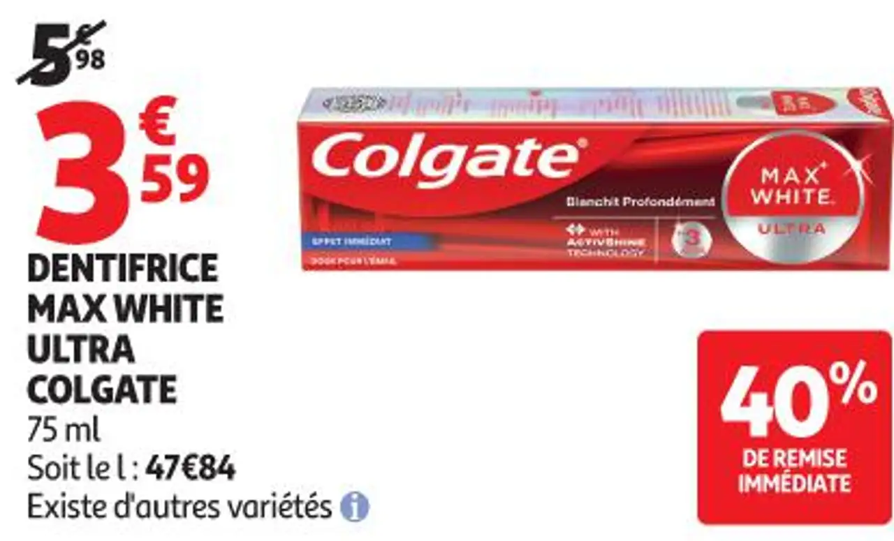 DENTIFRICE MAX WHITE ULTRA COLGATE