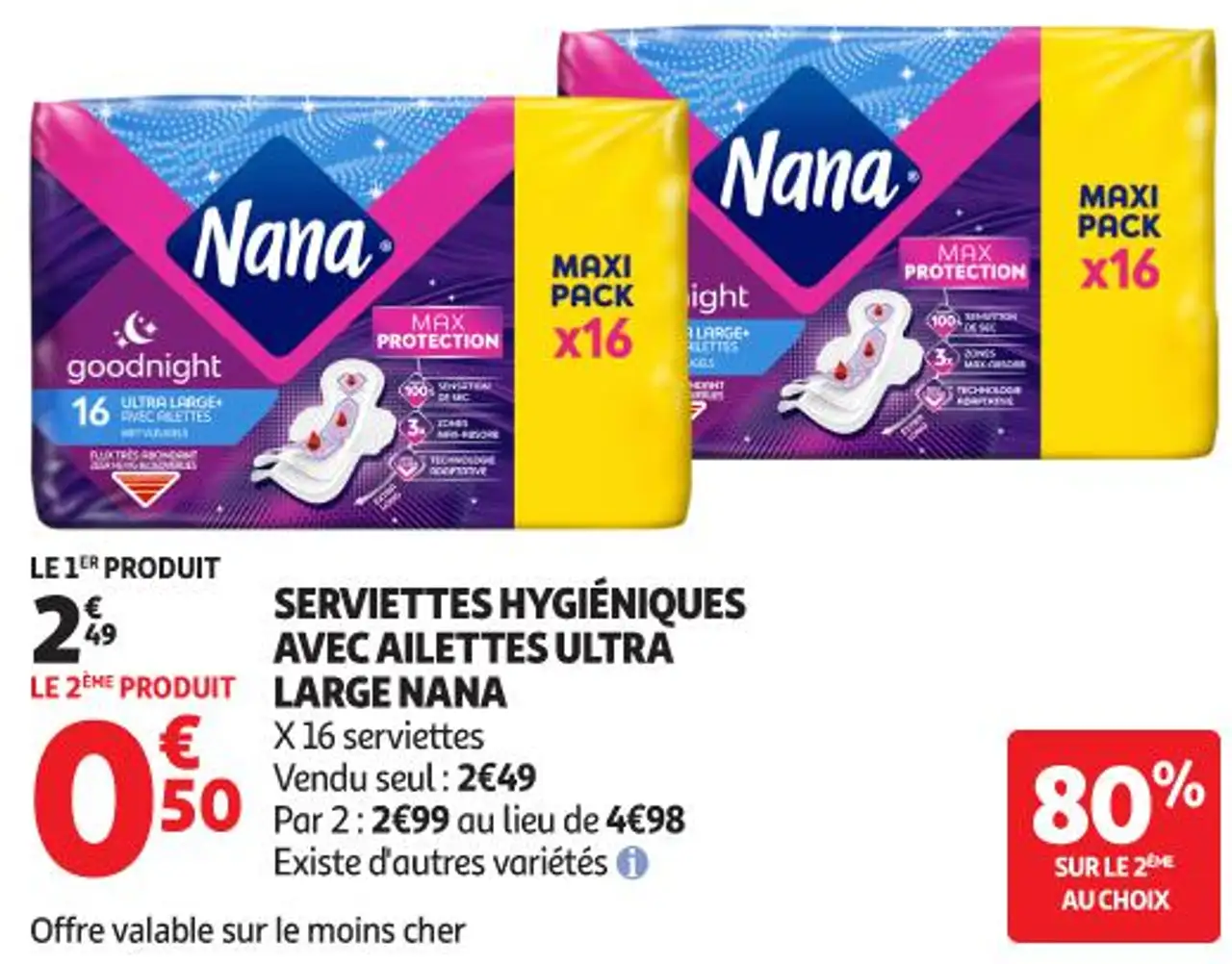 Serviettes Hygiéniques Avec Ailettes Ultra Large Nana