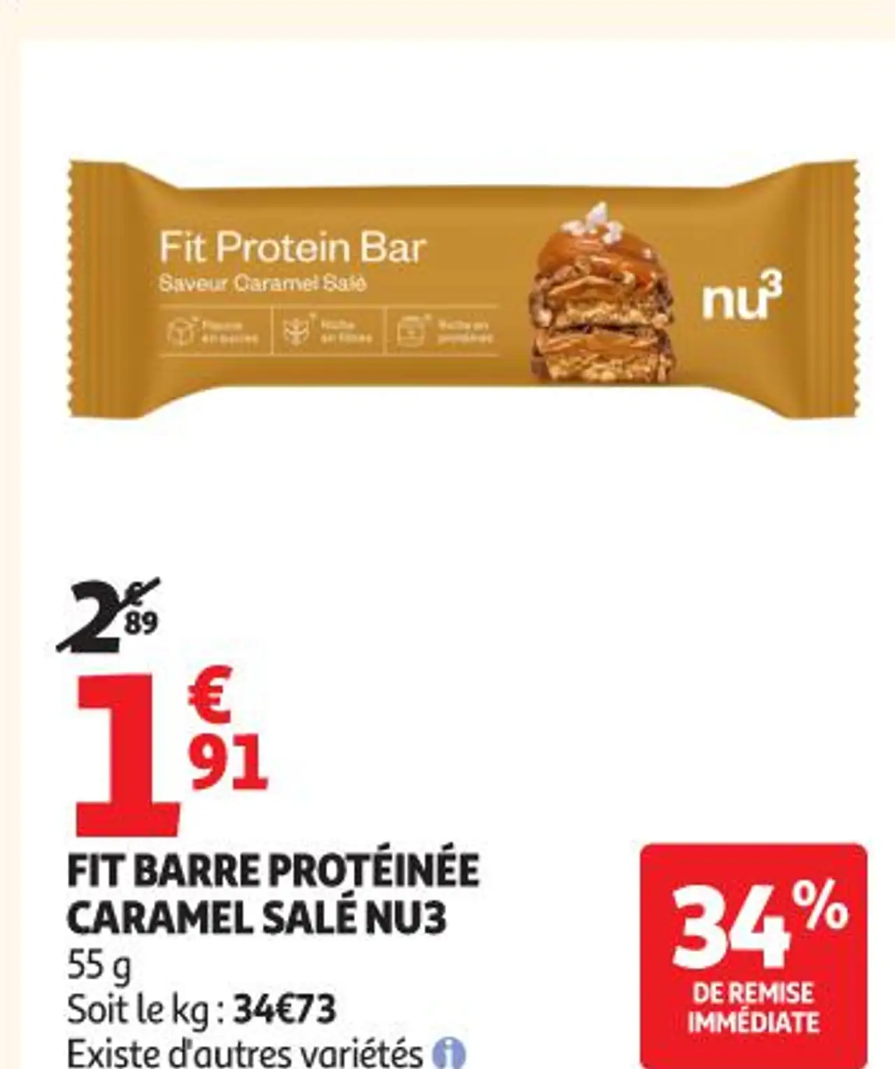 FIT BARRE PROTÉINÉE CARAMEL SALÉ NU3